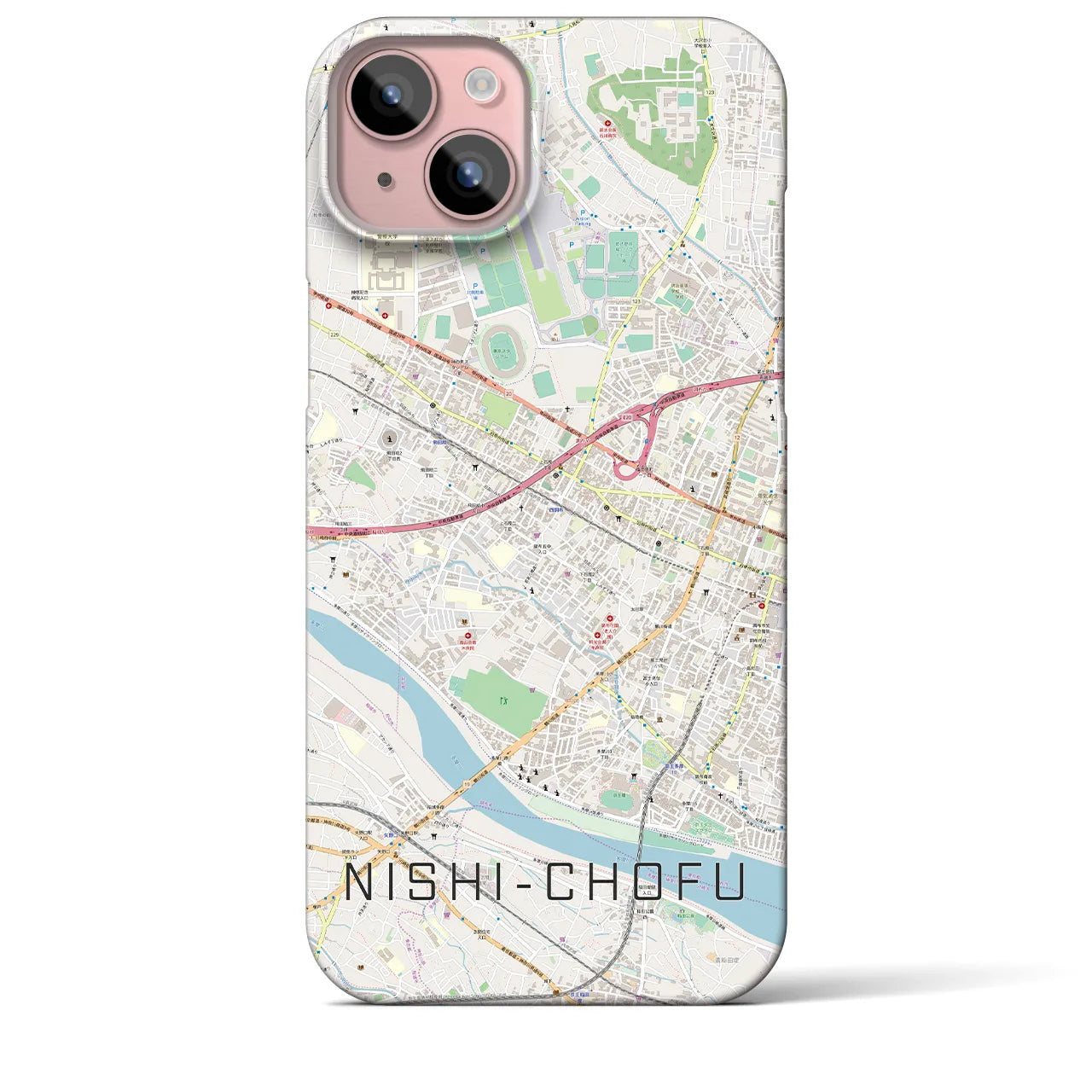 【西調布(東京都)】地図柄iPhoneケース(バックカバータイプ)