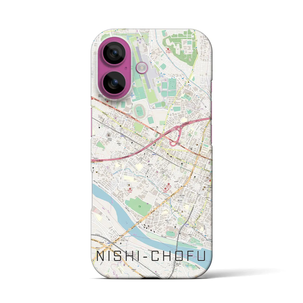 【西調布(東京都)】地図柄iPhoneケース(バックカバータイプ)