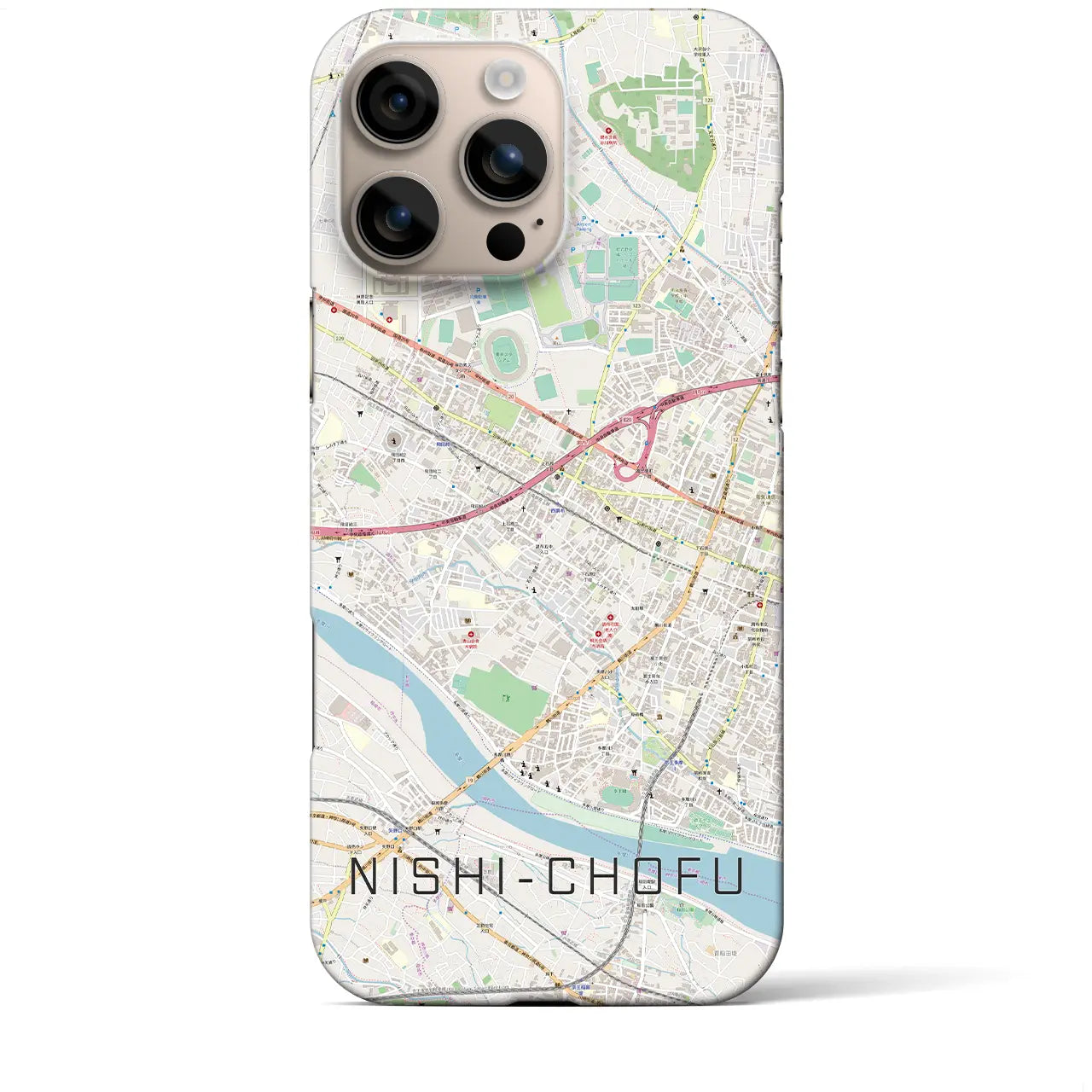 【西調布(東京都)】地図柄iPhoneケース(バックカバータイプ)