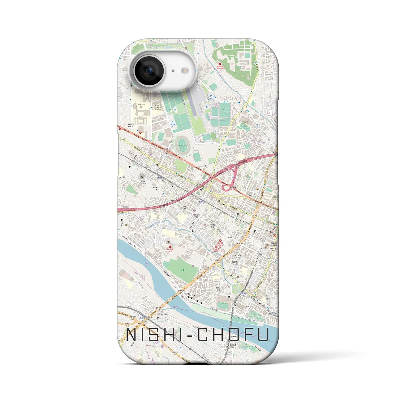 【西調布(東京都)】地図柄iPhoneケース(バックカバータイプ)