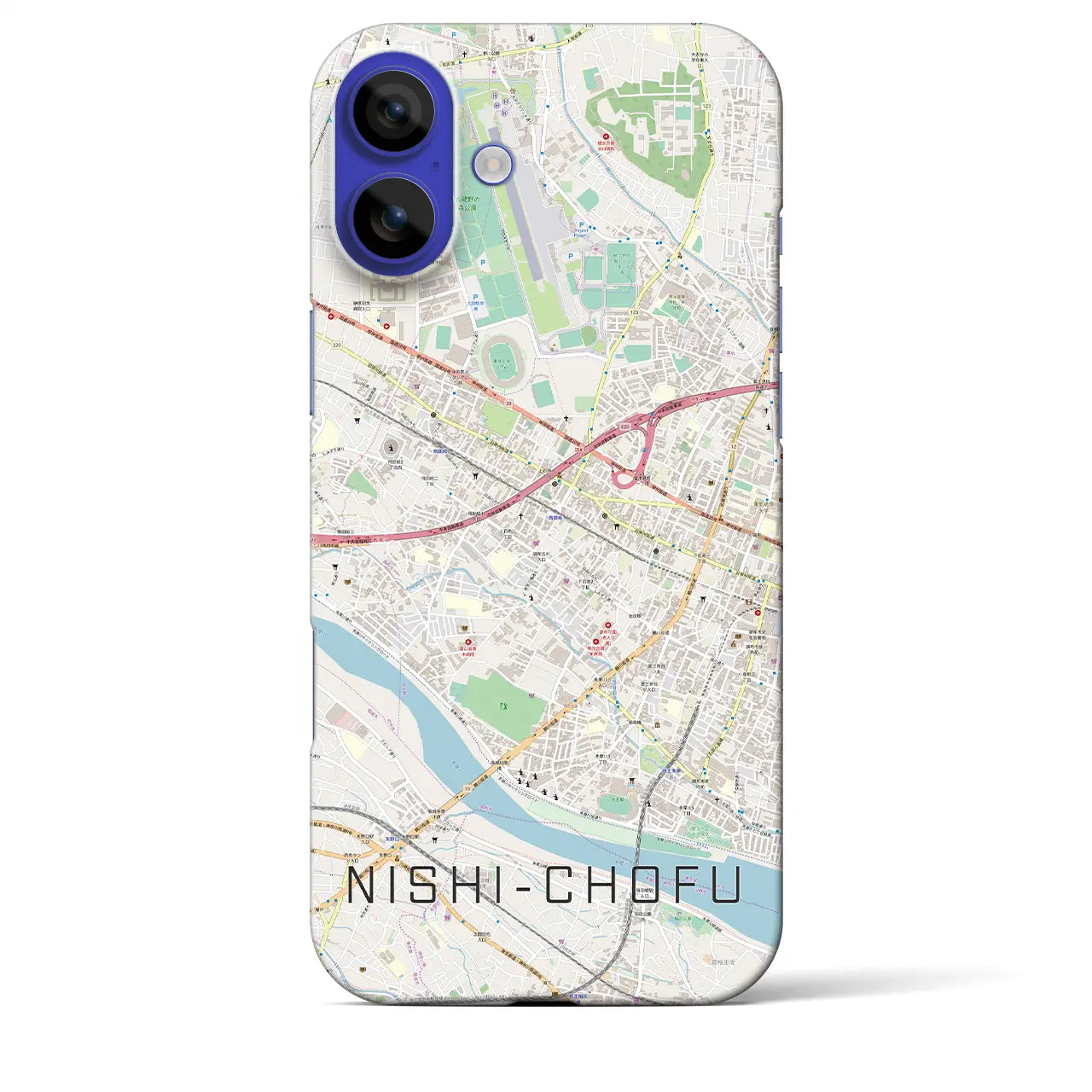【西調布(東京都)】地図柄iPhoneケース(バックカバータイプ)ナチュラル・iPhone 16 Pro Max 用