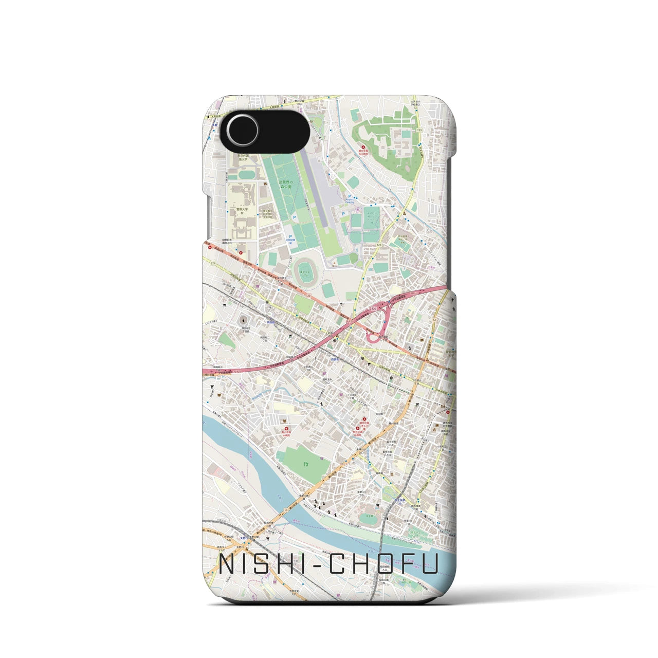 【西調布(東京都)】地図柄iPhoneケース(バックカバータイプ)