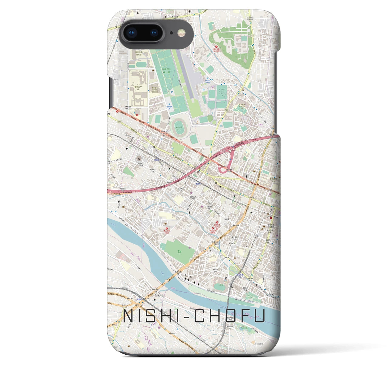 【西調布(東京都)】地図柄iPhoneケース(バックカバータイプ)