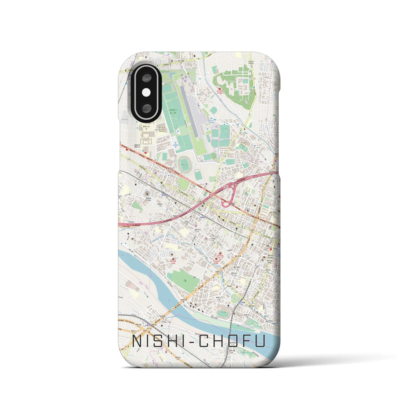 【西調布(東京都)】地図柄iPhoneケース(バックカバータイプ)