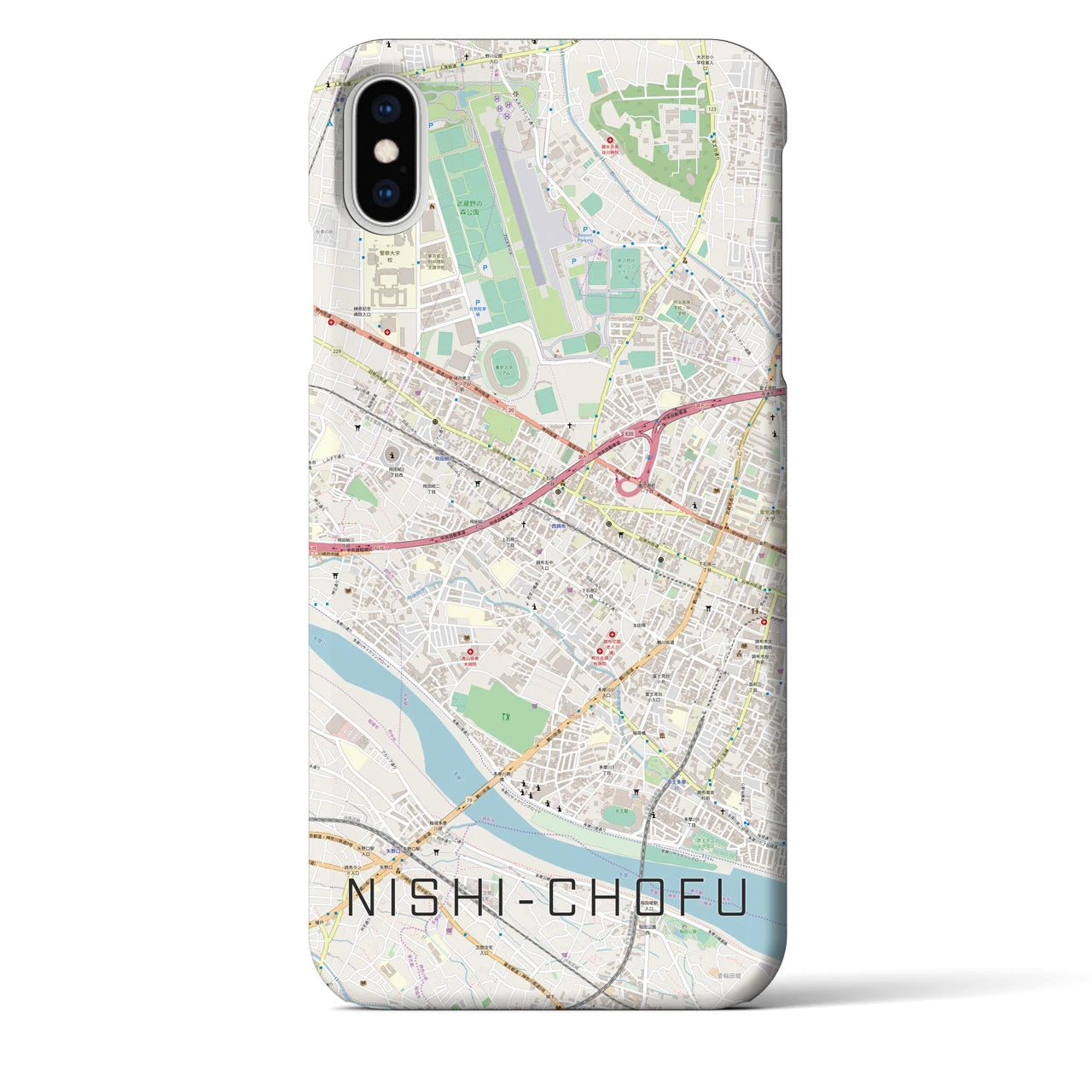 【西調布(東京都)】地図柄iPhoneケース(バックカバータイプ)