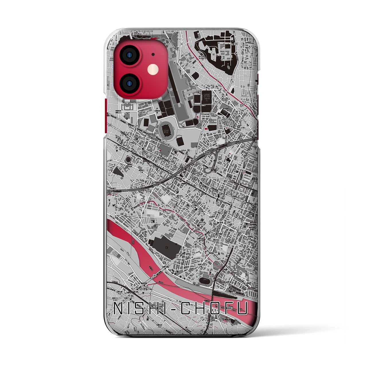 【西調布(東京都)】地図柄iPhoneケース(クリアタイプ)