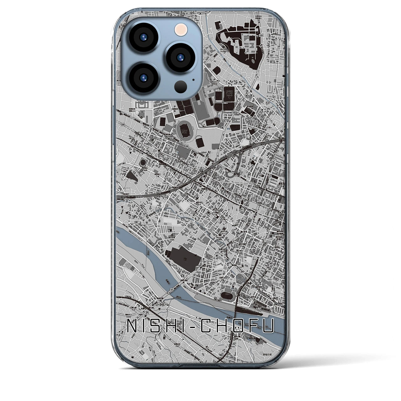 【西調布(東京都)】地図柄iPhoneケース(クリアタイプ)