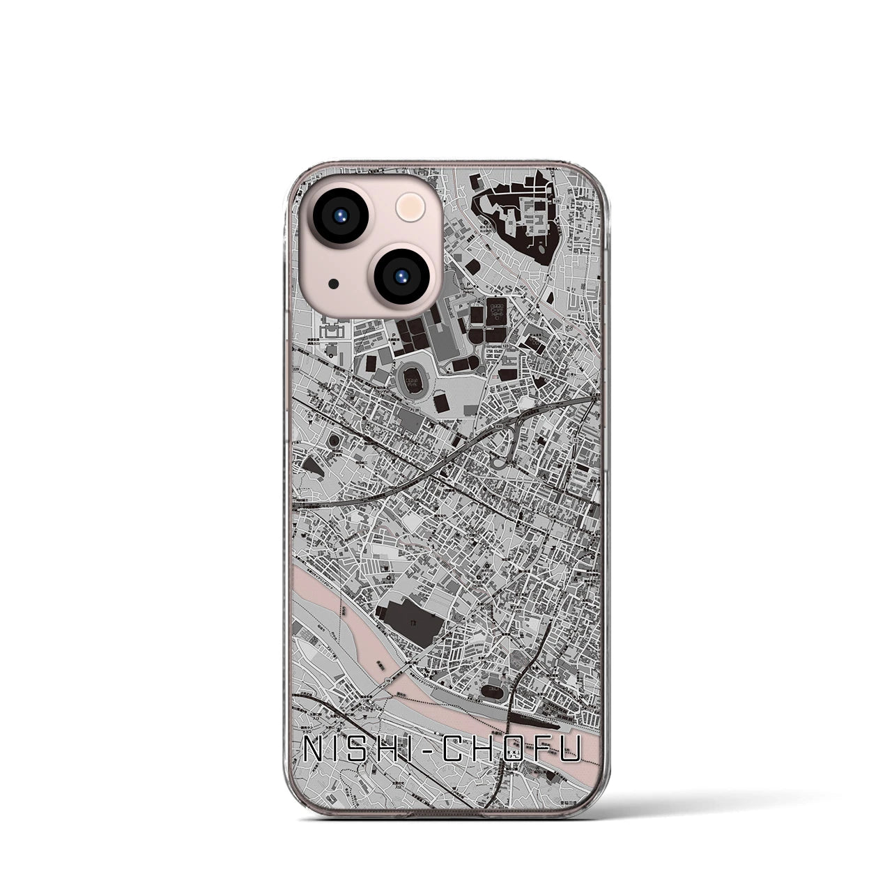 【西調布(東京都)】地図柄iPhoneケース(クリアタイプ)