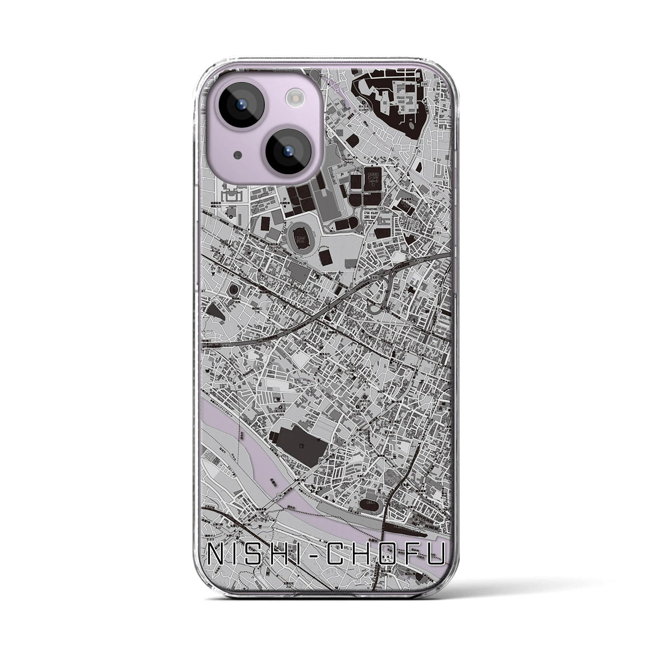 【西調布(東京都)】地図柄iPhoneケース(クリアタイプ)