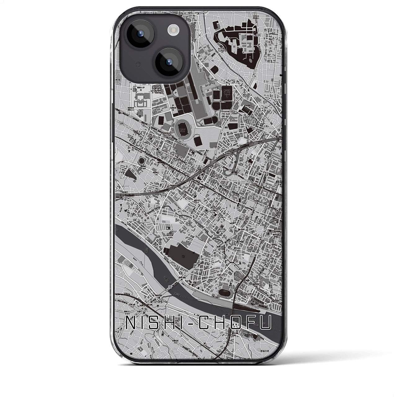 【西調布(東京都)】地図柄iPhoneケース(クリアタイプ)