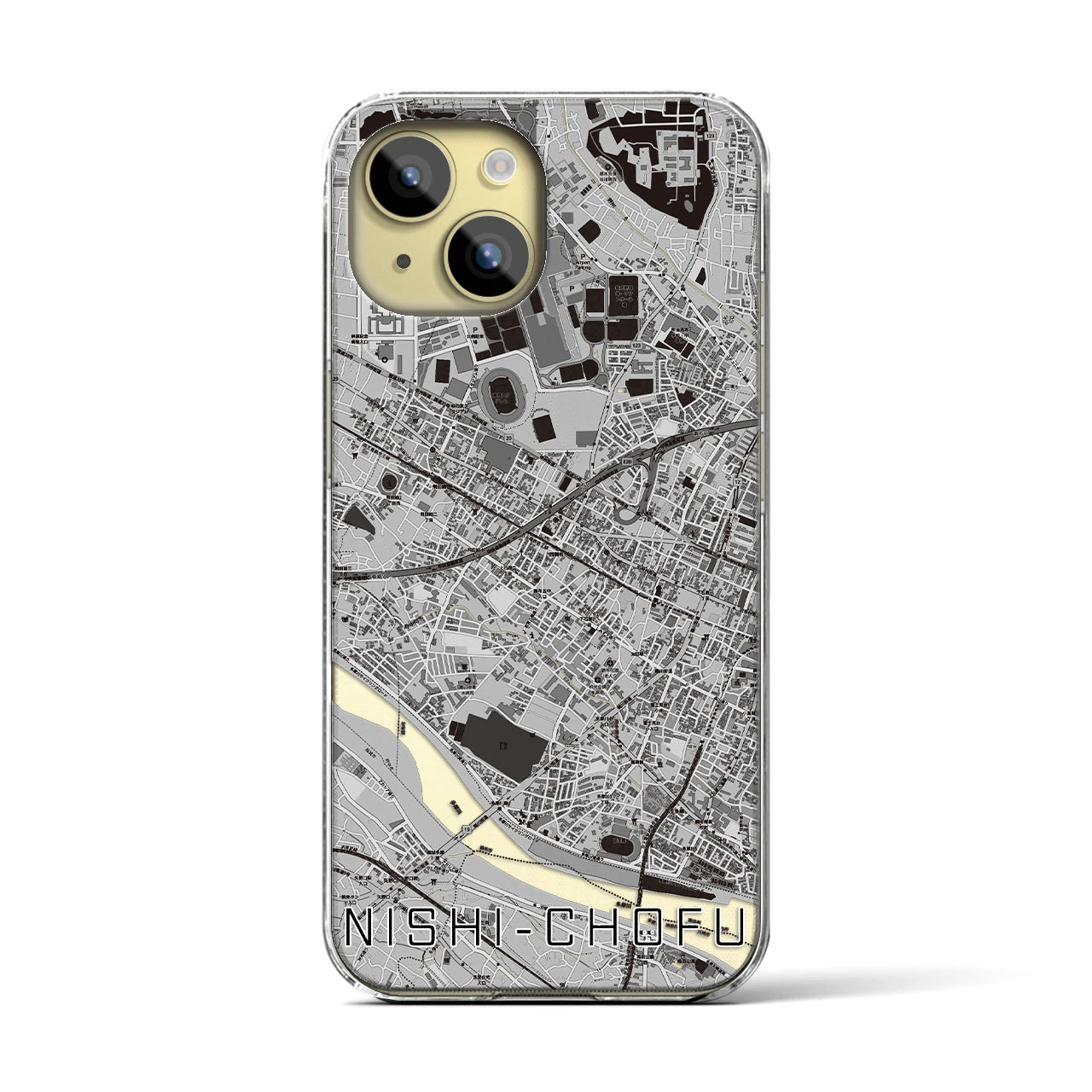 【西調布(東京都)】地図柄iPhoneケース(クリアタイプ)