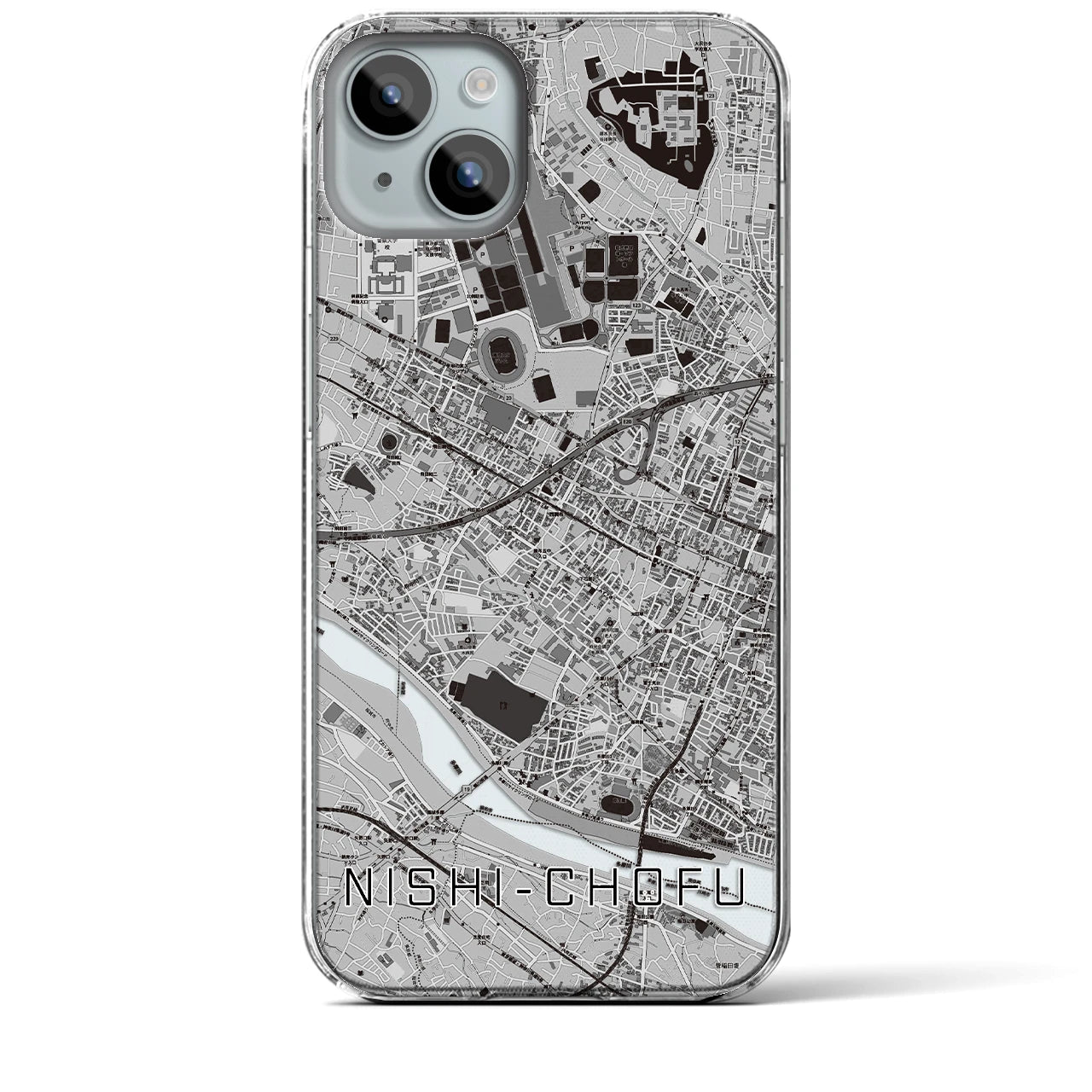 【西調布(東京都)】地図柄iPhoneケース(クリアタイプ)