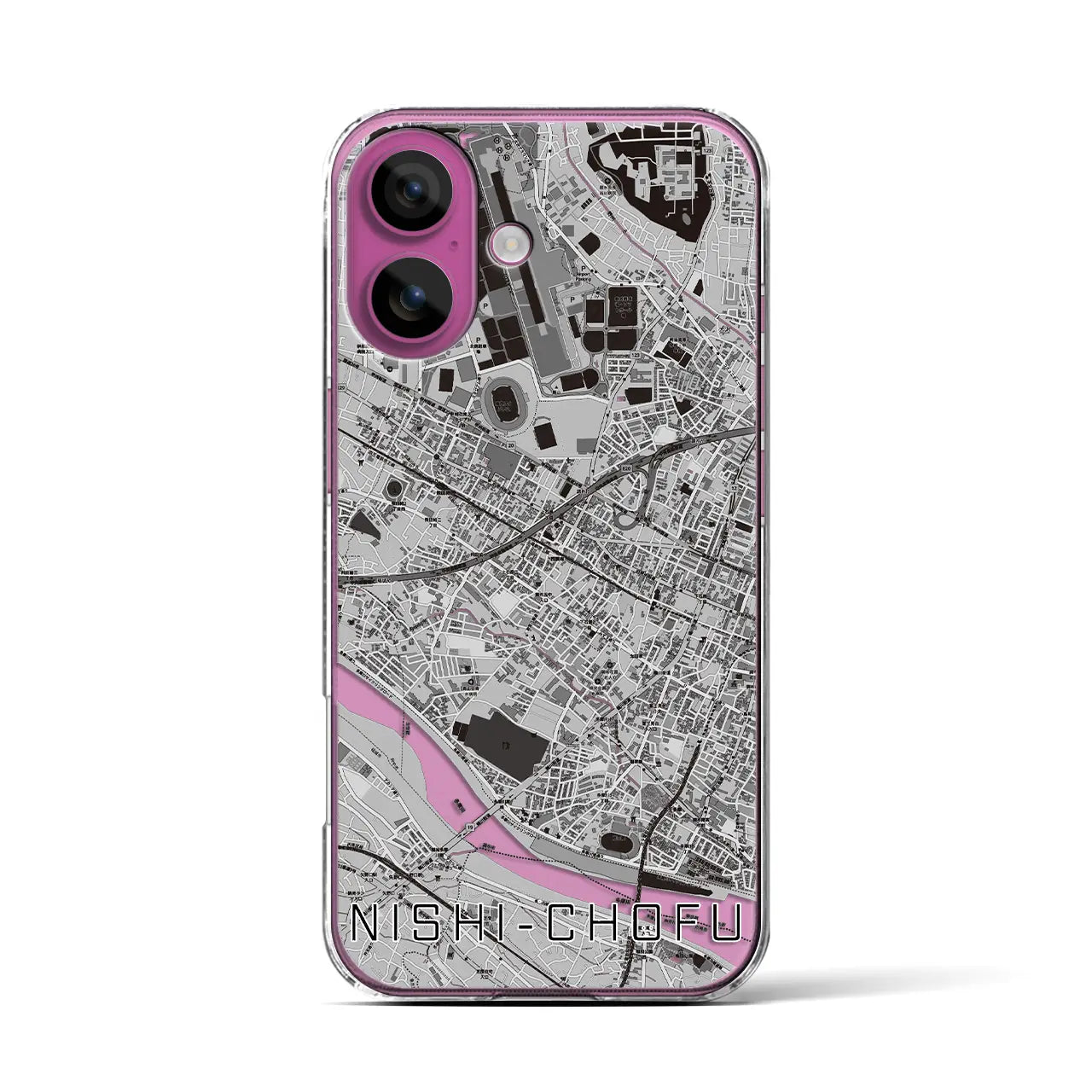 【西調布(東京都)】地図柄iPhoneケース(クリアタイプ)