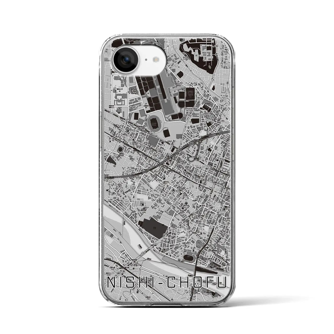 【西調布(東京都)】地図柄iPhoneケース(クリアタイプ)