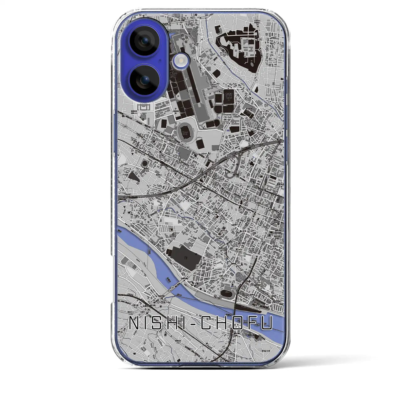 【西調布(東京都)】地図柄iPhoneケース(クリアタイプ)