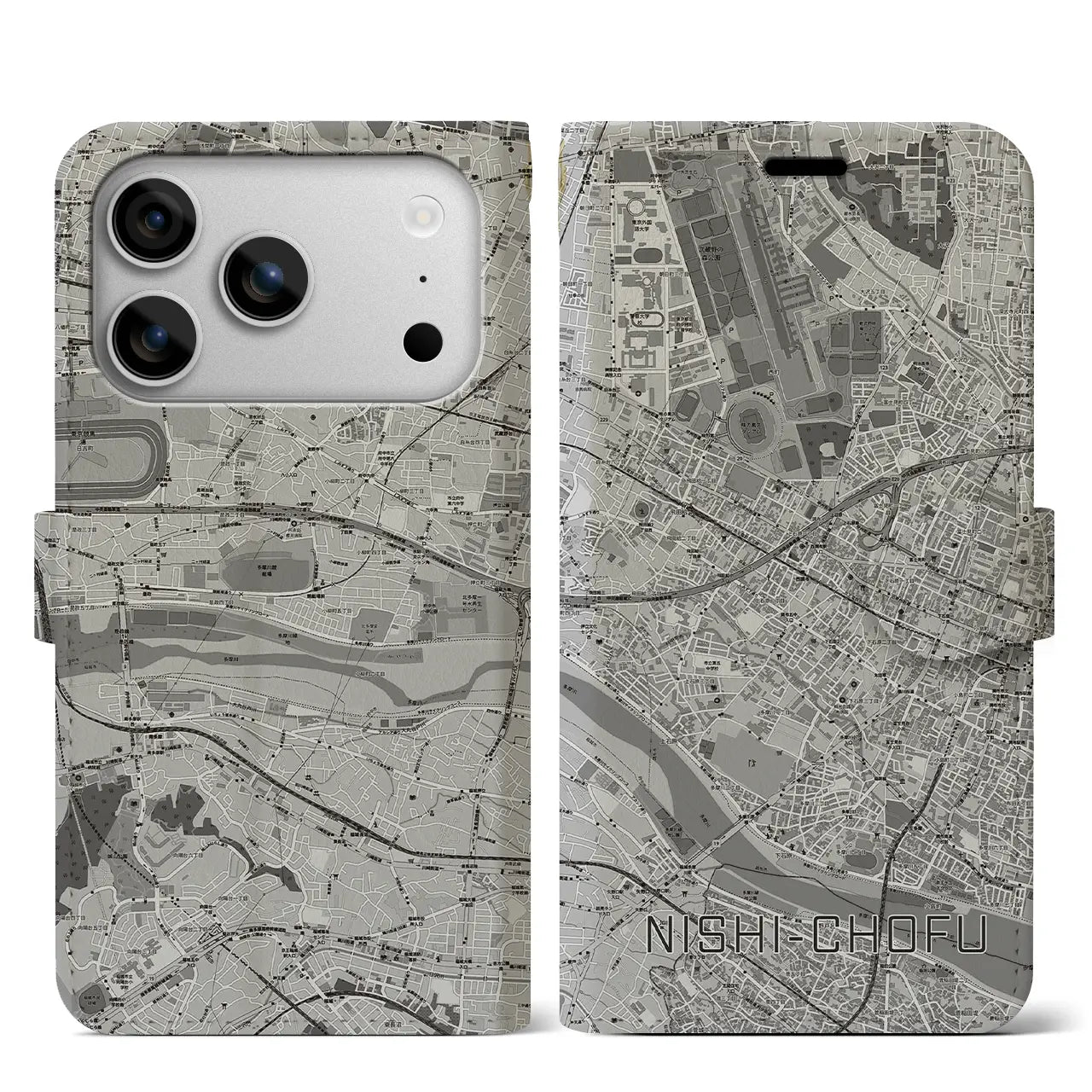 【西調布(東京都)】地図柄iPhoneケース(手帳タイプ)