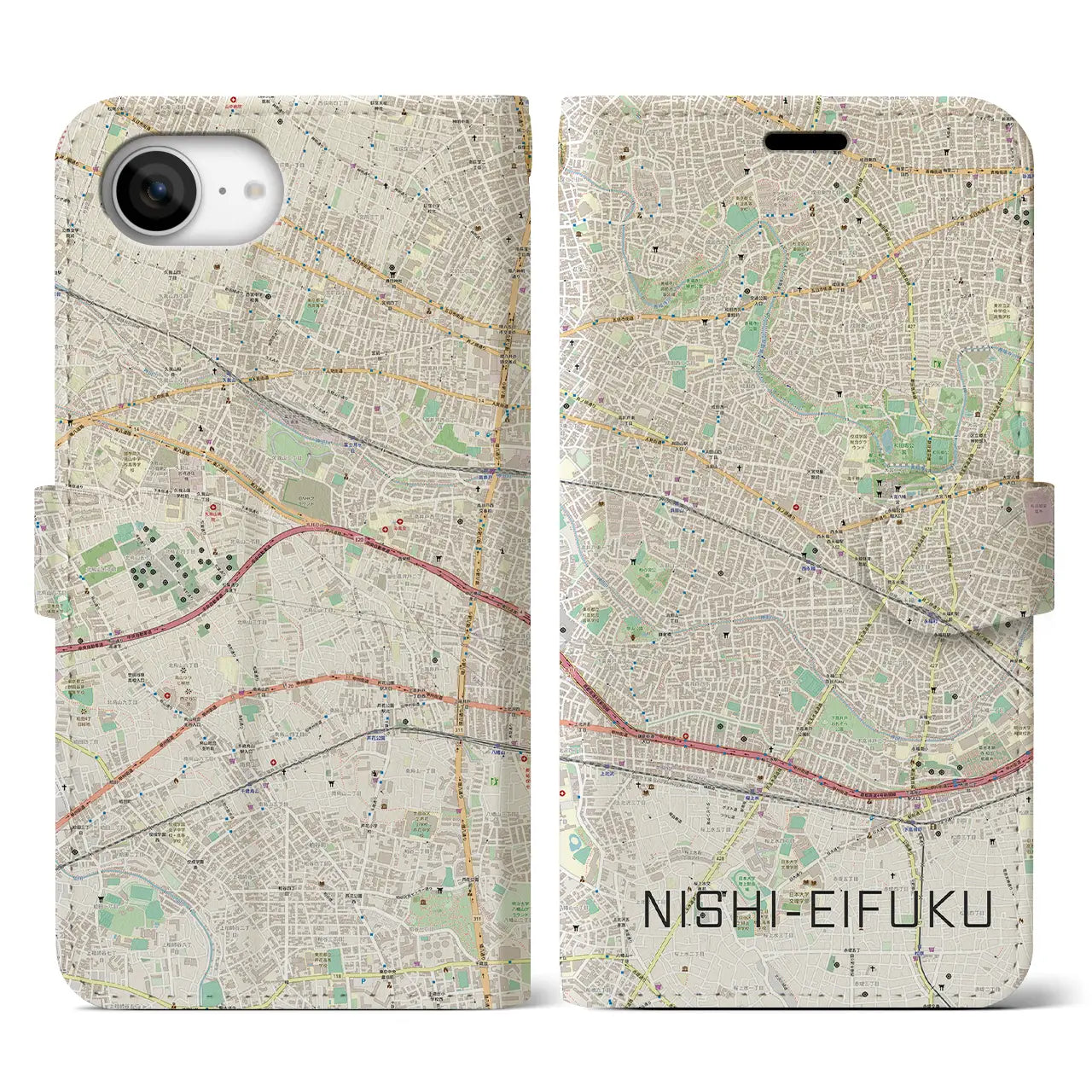 【西永福(東京都)】地図柄iPhoneケース(手帳タイプ)