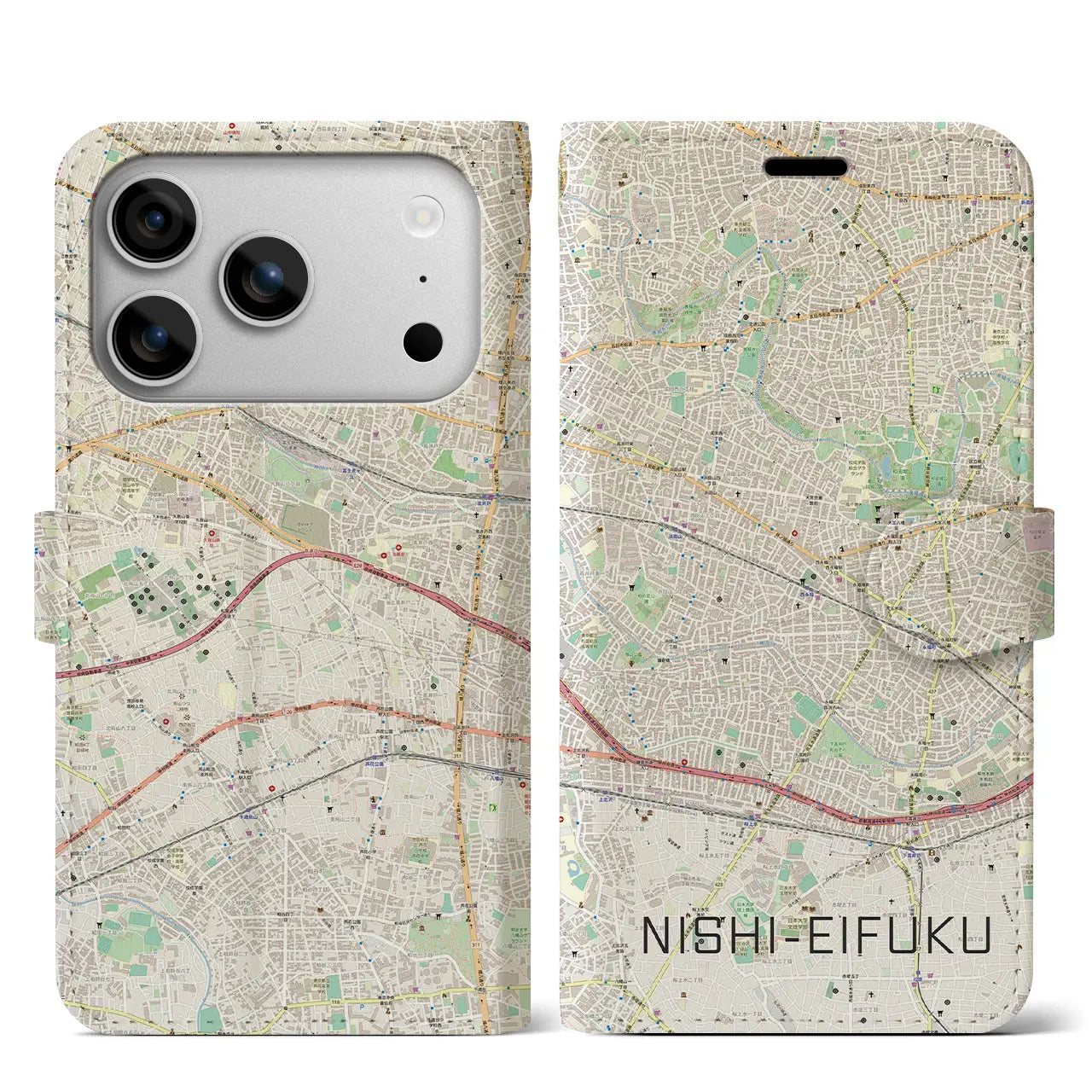 【西永福(東京都)】地図柄iPhoneケース(手帳タイプ)