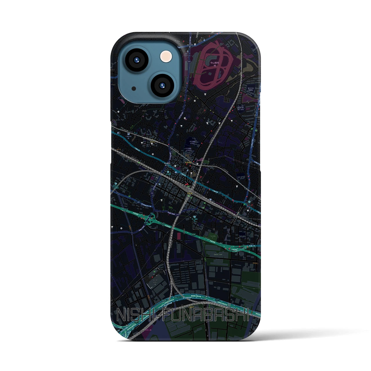 【西船橋(千葉県)】地図柄iPhoneケース(バックカバータイプ)