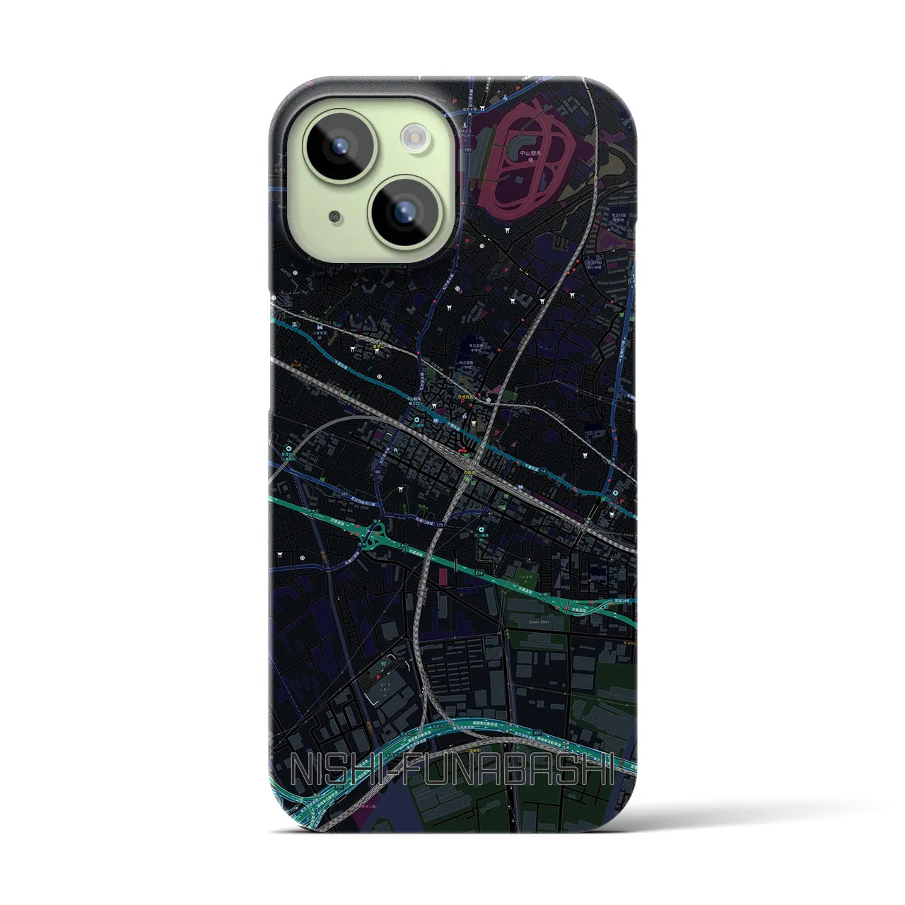 【西船橋(千葉県)】地図柄iPhoneケース(バックカバータイプ)