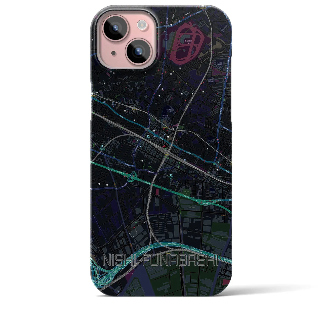 【西船橋(千葉県)】地図柄iPhoneケース(バックカバータイプ)