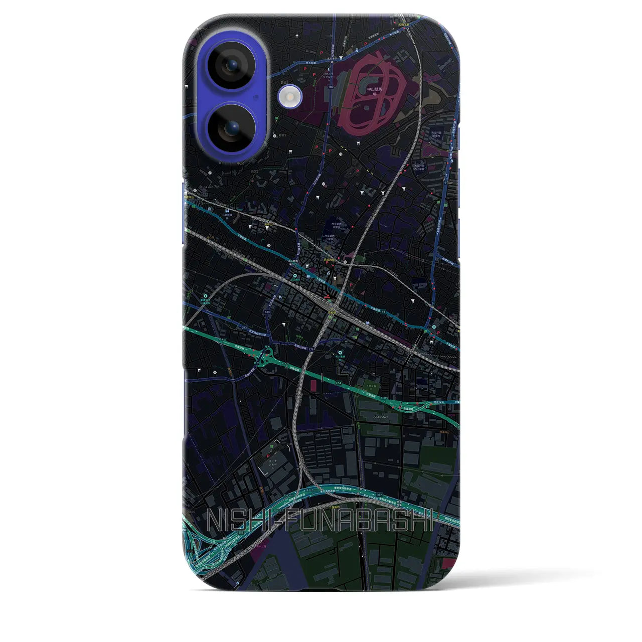 【西船橋(千葉県)】地図柄iPhoneケース(バックカバータイプ)