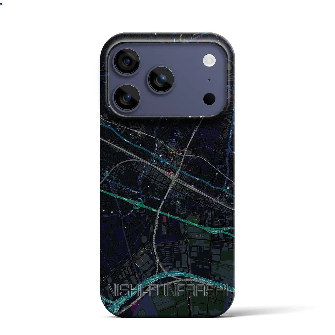 【西船橋(千葉県)】地図柄iPhoneケース(バックカバータイプ)