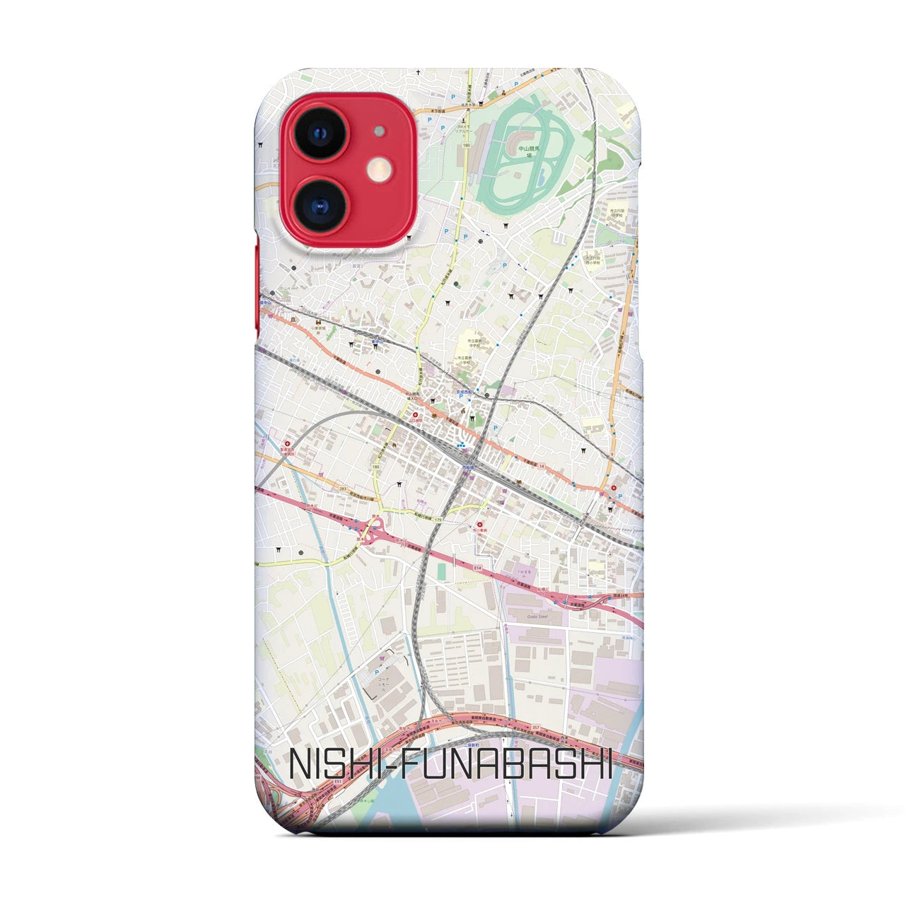 【西船橋(千葉県)】地図柄iPhoneケース(バックカバータイプ)