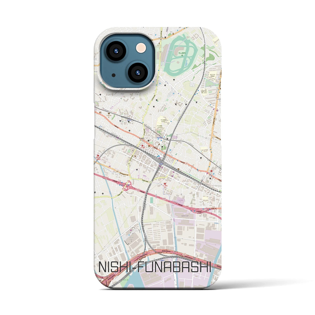 【西船橋(千葉県)】地図柄iPhoneケース(バックカバータイプ)