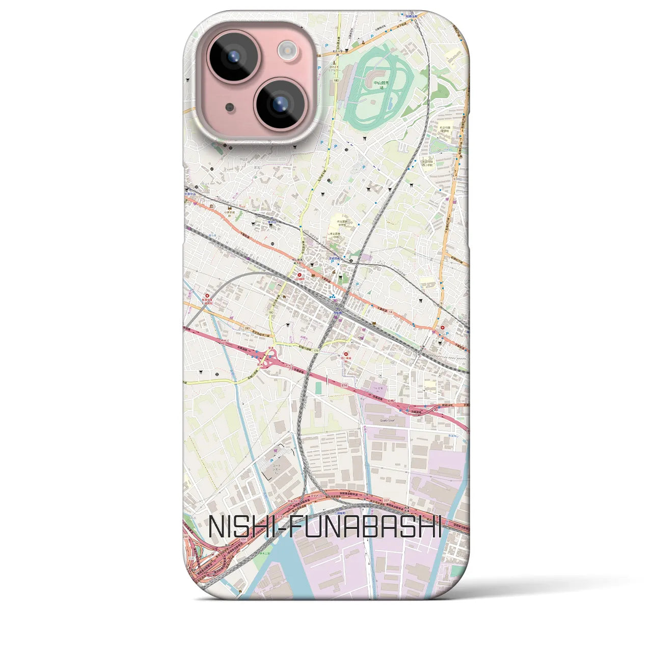 【西船橋(千葉県)】地図柄iPhoneケース(バックカバータイプ)