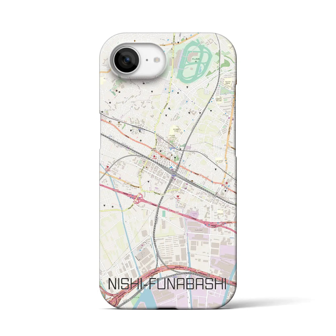 【西船橋(千葉県)】地図柄iPhoneケース(バックカバータイプ)
