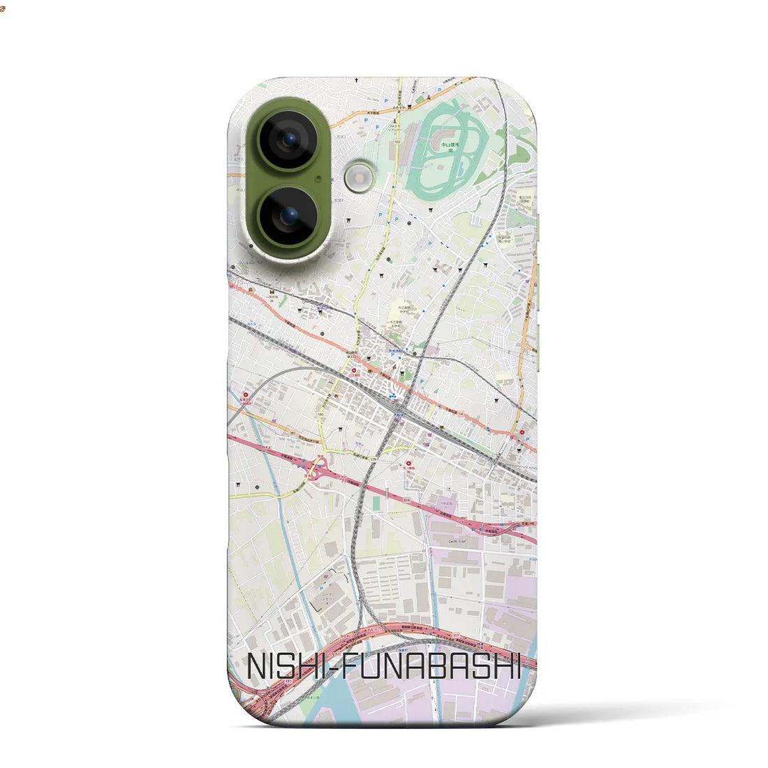 【西船橋(千葉県)】地図柄iPhoneケース(バックカバータイプ)ナチュラル・iPhone 17 Pro Max 用