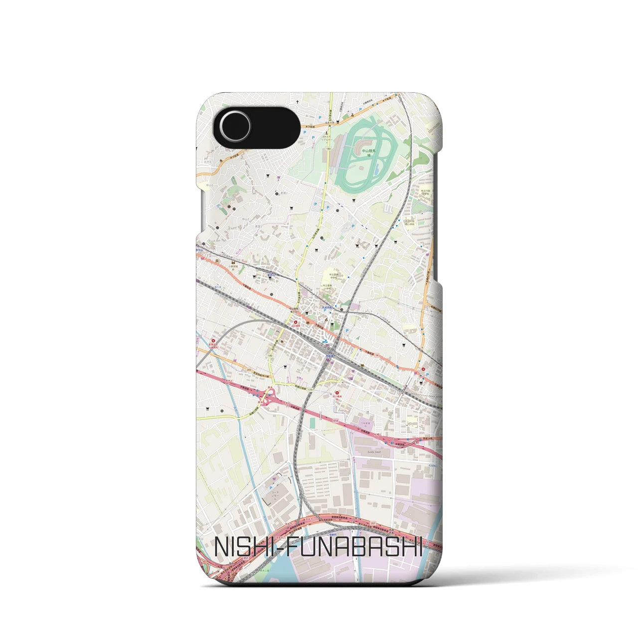 【西船橋(千葉県)】地図柄iPhoneケース(バックカバータイプ)
