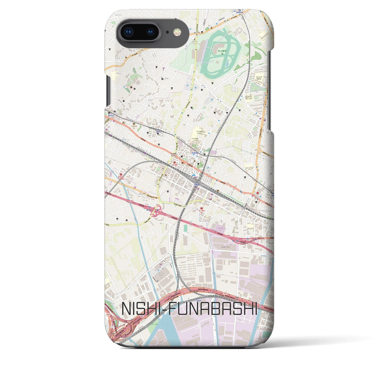 【西船橋(千葉県)】地図柄iPhoneケース(バックカバータイプ)