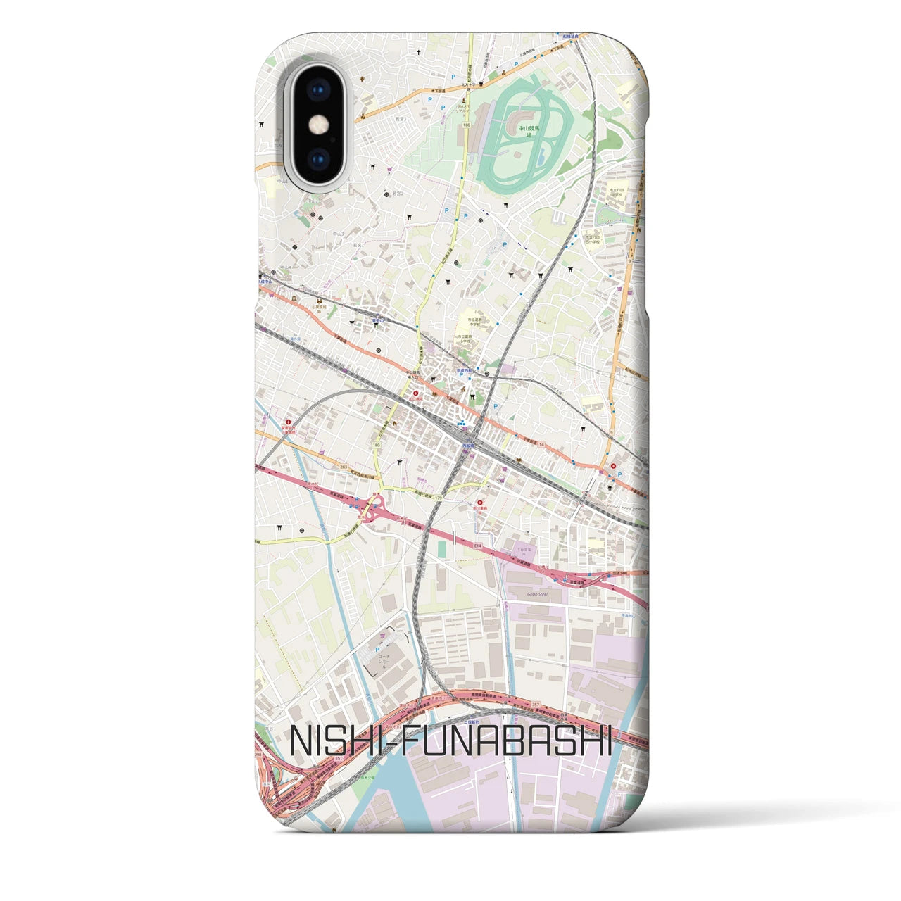 【西船橋(千葉県)】地図柄iPhoneケース(バックカバータイプ)