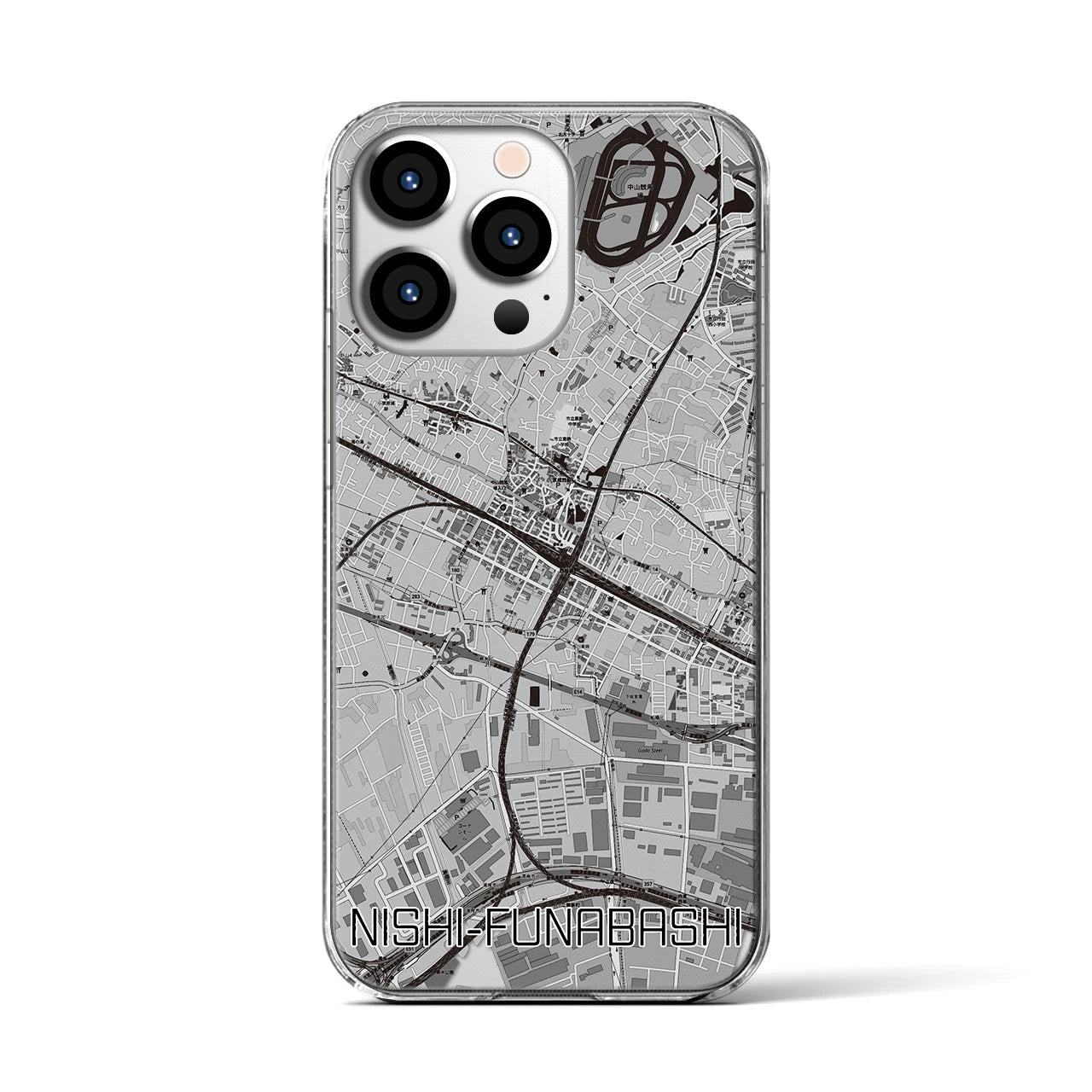 【西船橋(千葉県)】地図柄iPhoneケース(クリアタイプ)