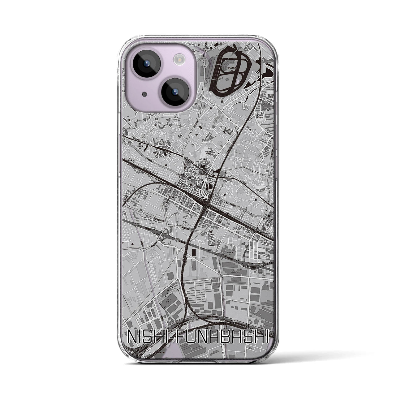 【西船橋(千葉県)】地図柄iPhoneケース(クリアタイプ)