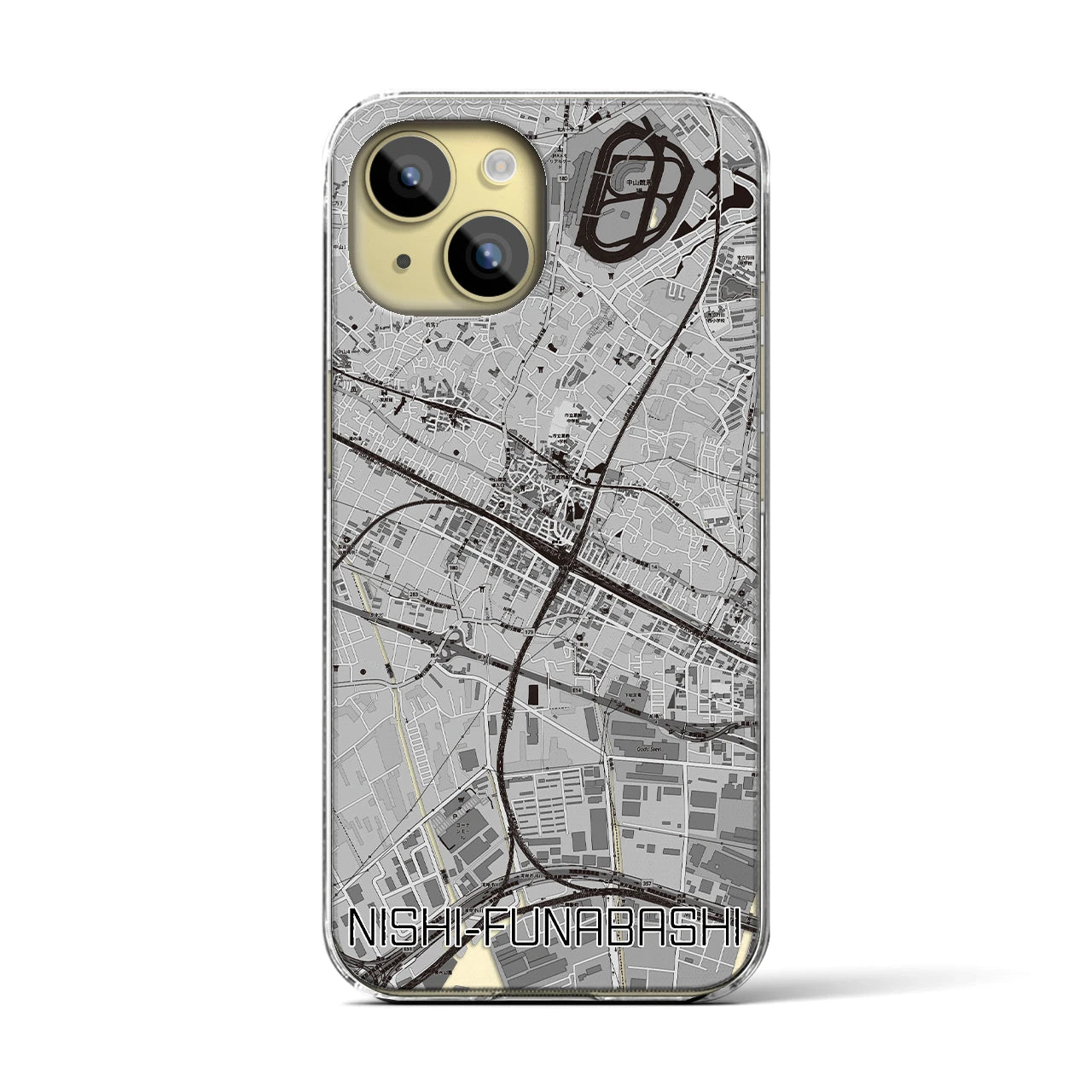 【西船橋(千葉県)】地図柄iPhoneケース(クリアタイプ)