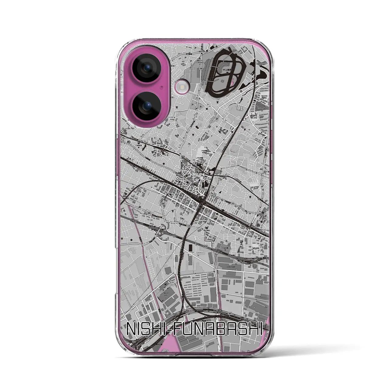 【西船橋(千葉県)】地図柄iPhoneケース(クリアタイプ)