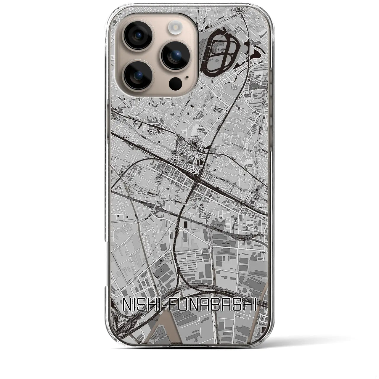 【西船橋(千葉県)】地図柄iPhoneケース(クリアタイプ)