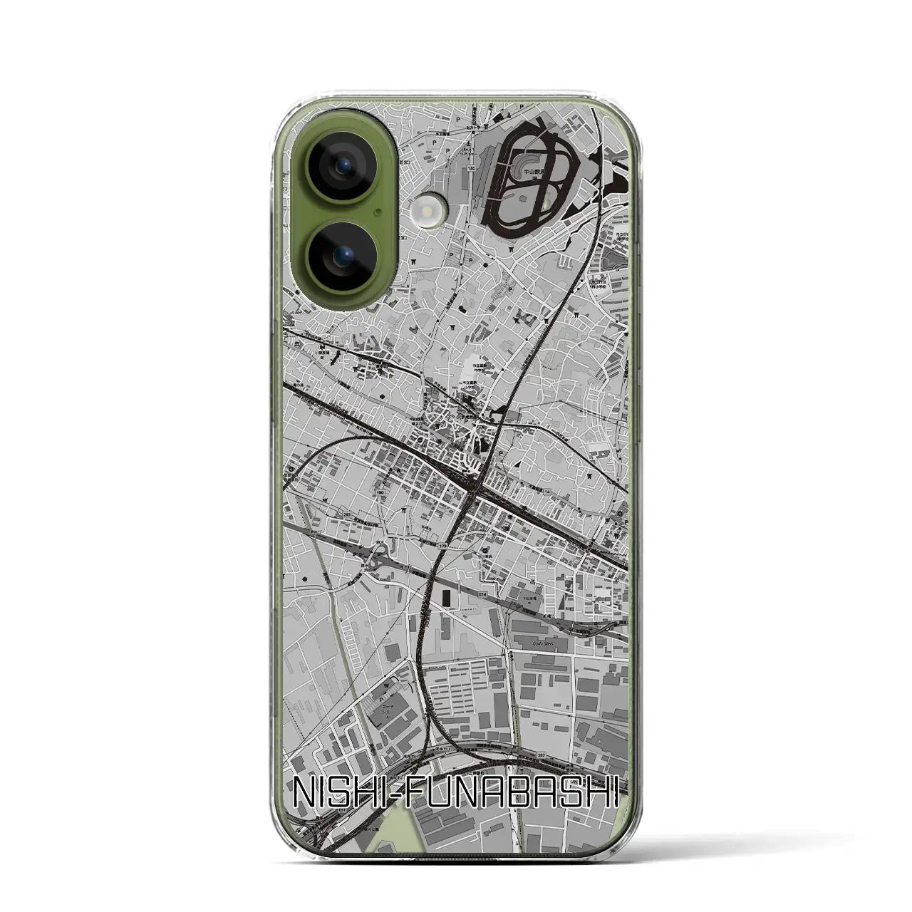 【西船橋(千葉県)】地図柄iPhoneケース(クリアタイプ)モノトーン・iPhone 17 Pro Max 用