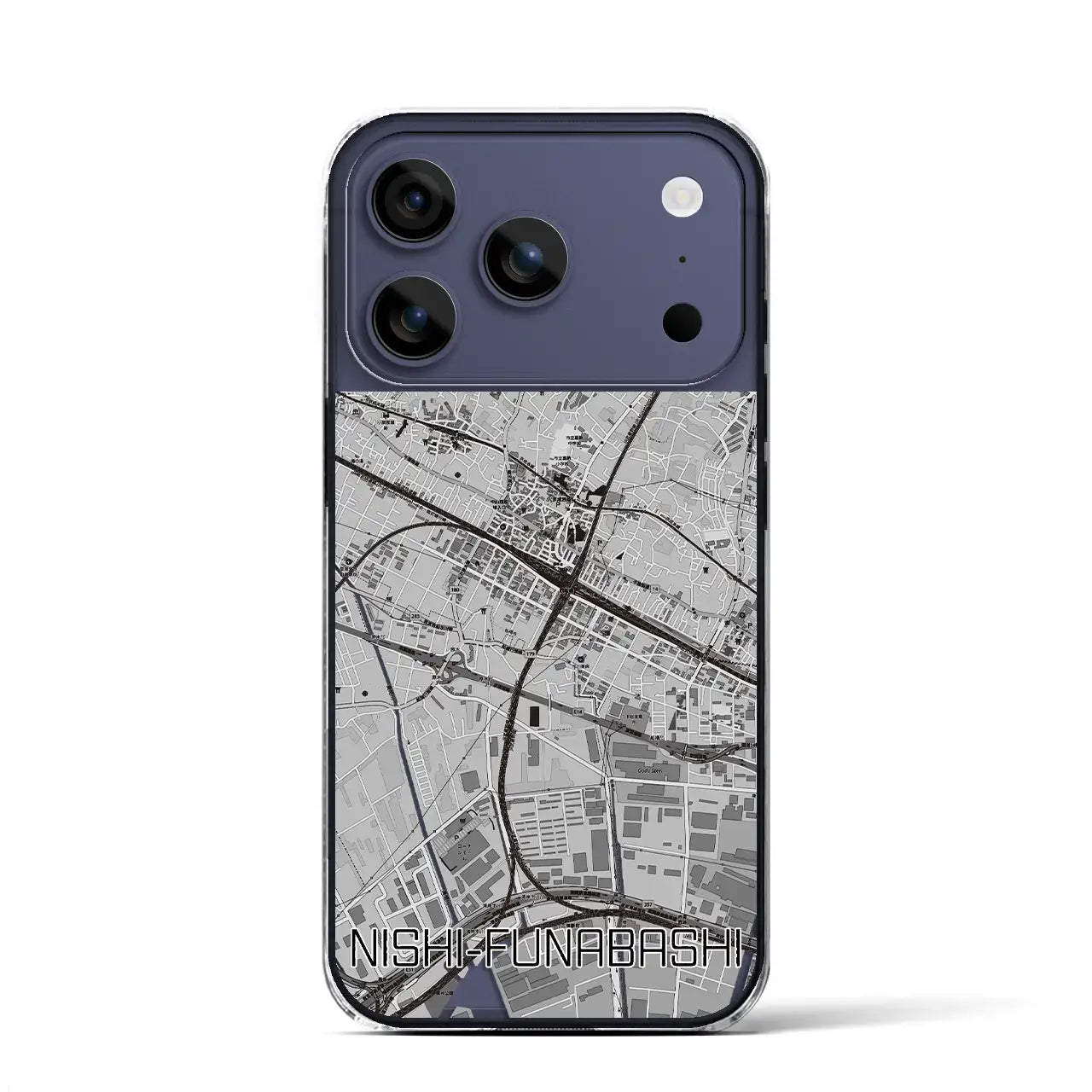 【西船橋(千葉県)】地図柄iPhoneケース(クリアタイプ)