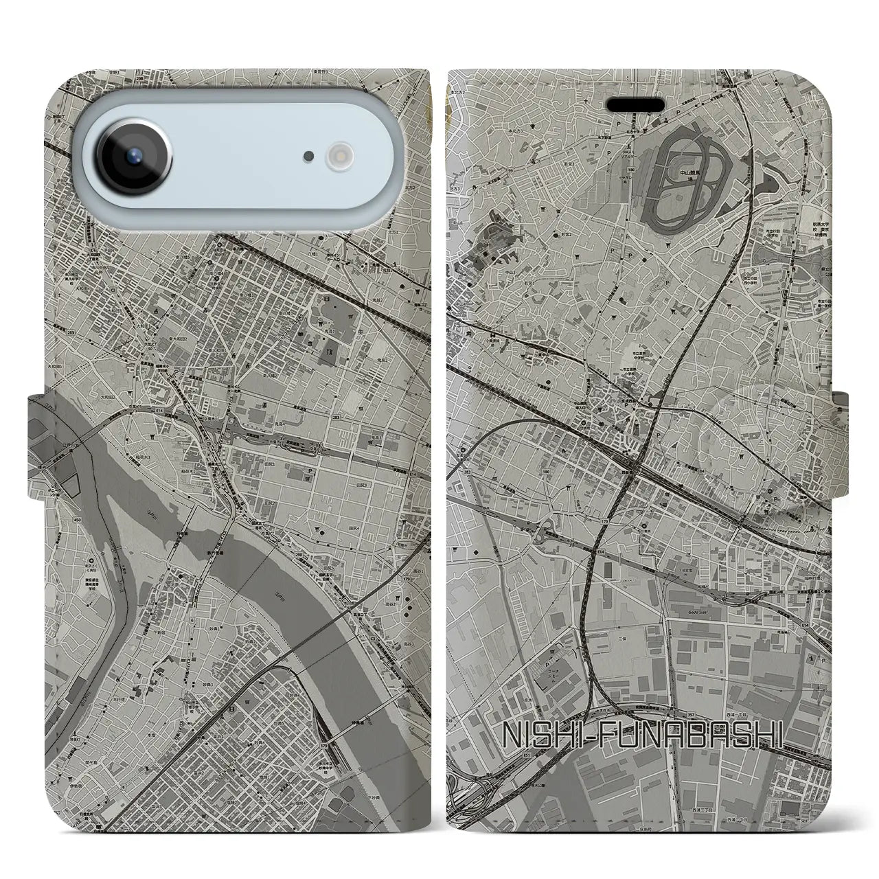 【西船橋(千葉県)】地図柄iPhoneケース(手帳タイプ)