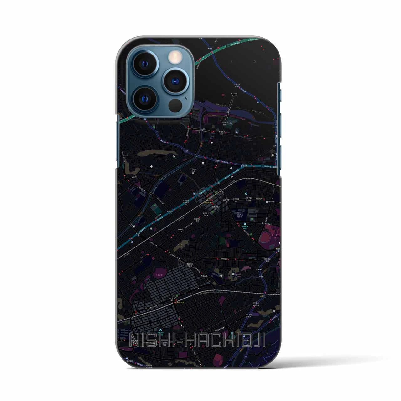 【西八王子(東京都)】地図柄iPhoneケース(バックカバータイプ)