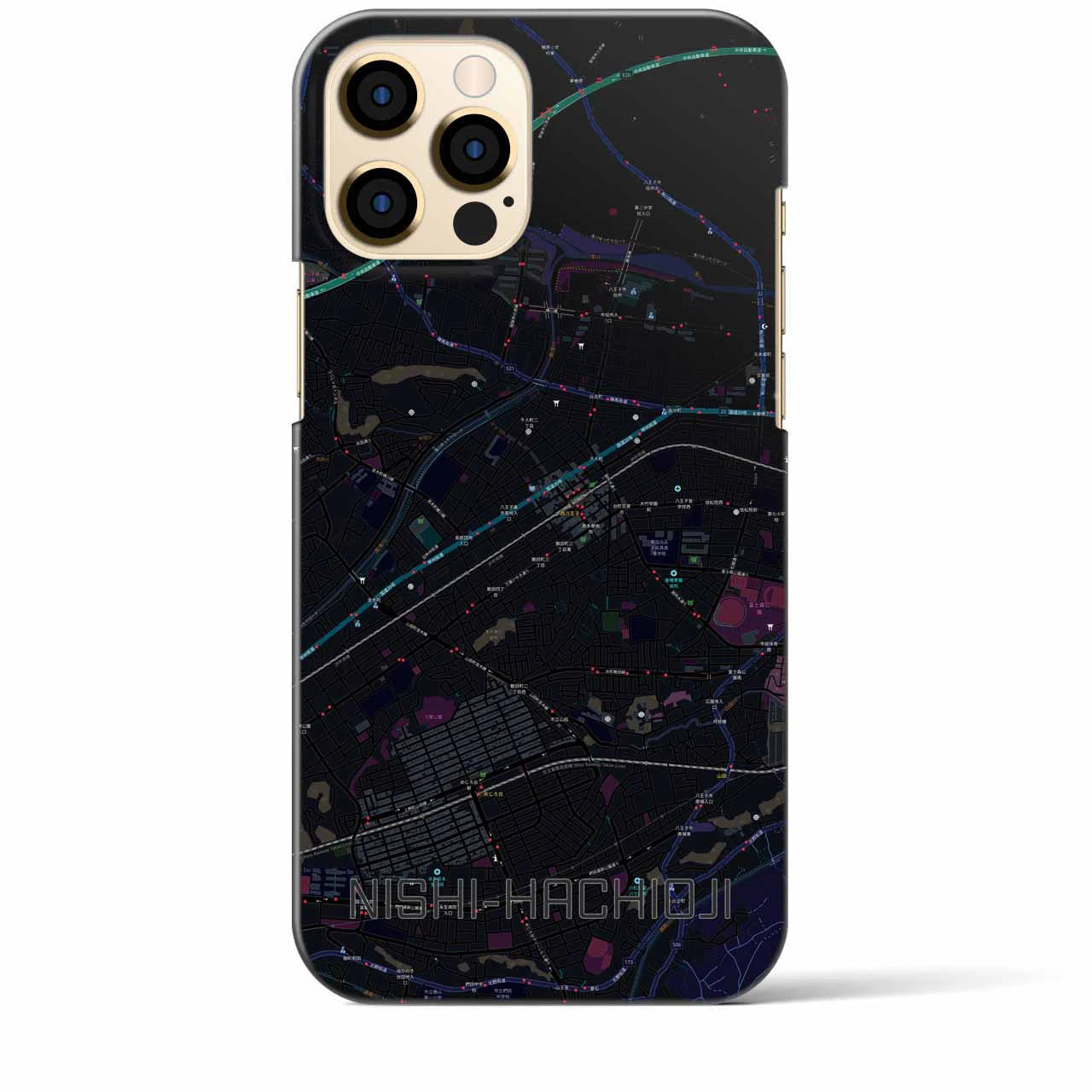 【西八王子(東京都)】地図柄iPhoneケース(バックカバータイプ)