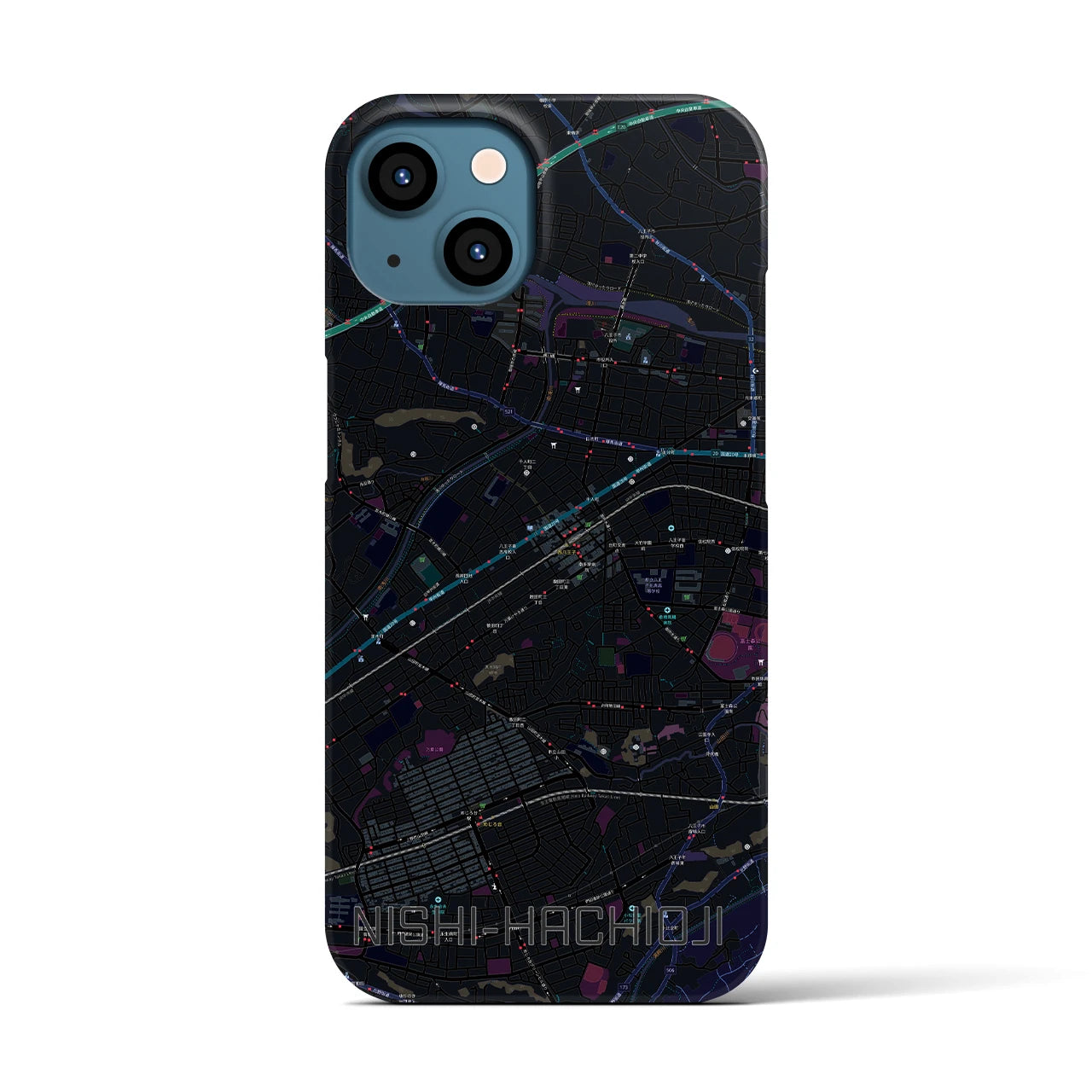 【西八王子(東京都)】地図柄iPhoneケース(バックカバータイプ)