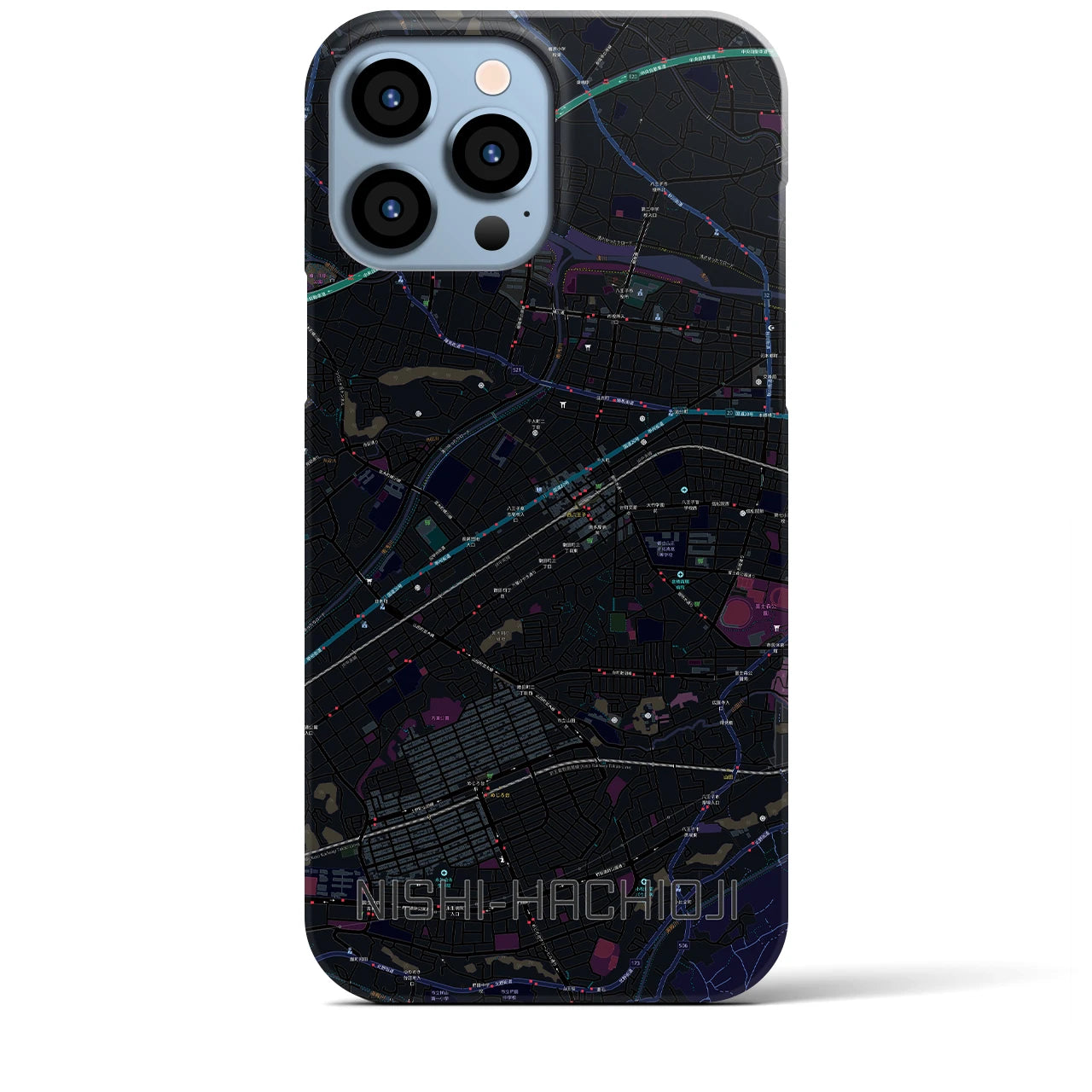 【西八王子(東京都)】地図柄iPhoneケース(バックカバータイプ)