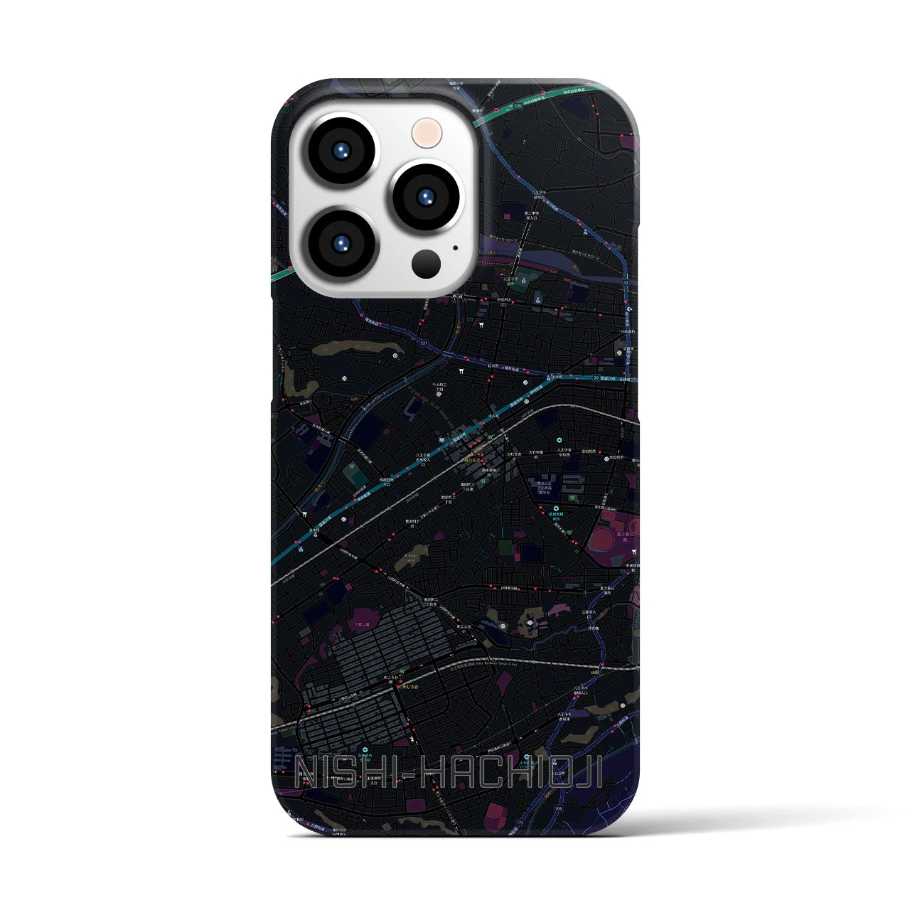 【西八王子(東京都)】地図柄iPhoneケース(バックカバータイプ)
