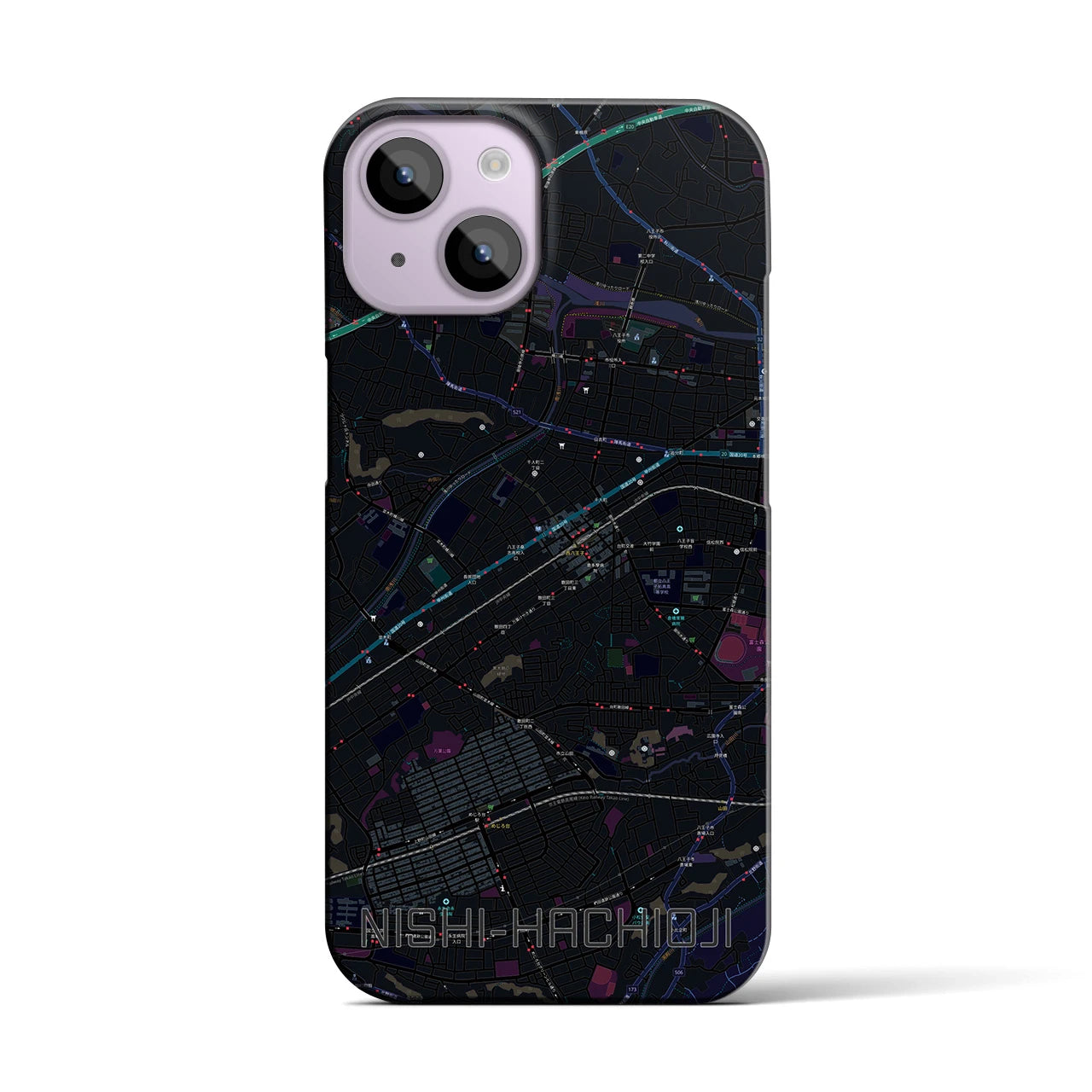 【西八王子(東京都)】地図柄iPhoneケース(バックカバータイプ)
