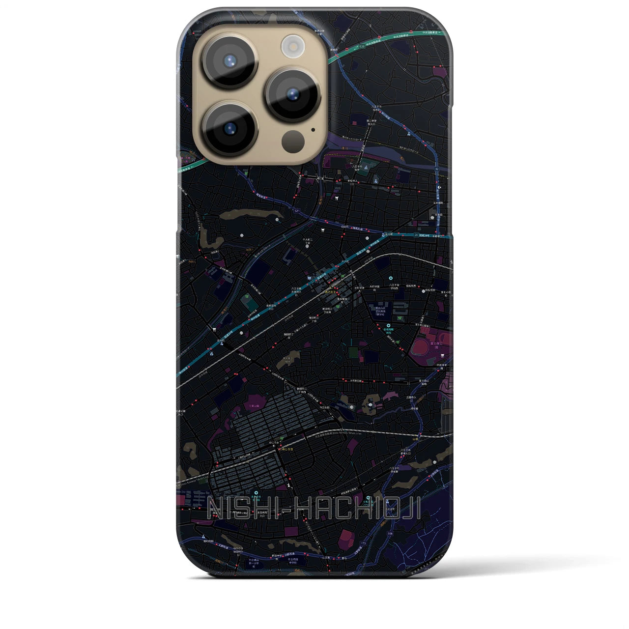 【西八王子(東京都)】地図柄iPhoneケース(バックカバータイプ)